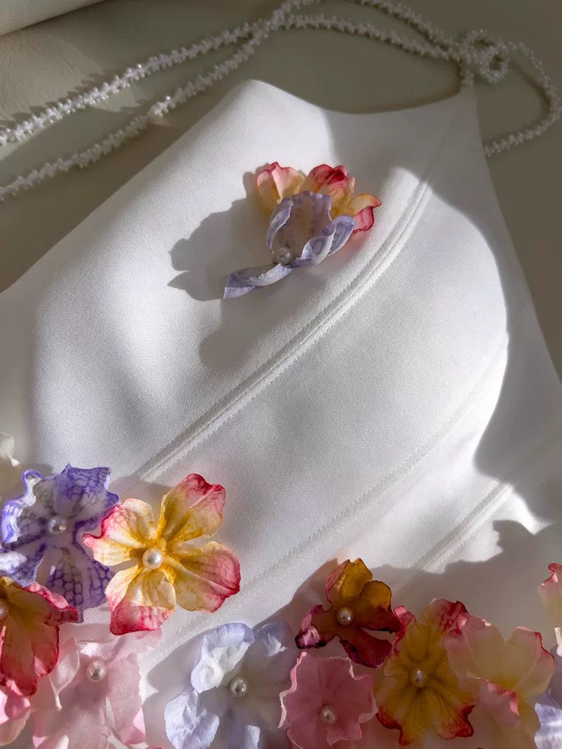Bonito vestido blanco de verano con tirantes finos para adolescentes, vestido de fiesta para 16 cumpleaños, minivestido para 18 cumpleaños, vestidos de cóctel para mujer W828