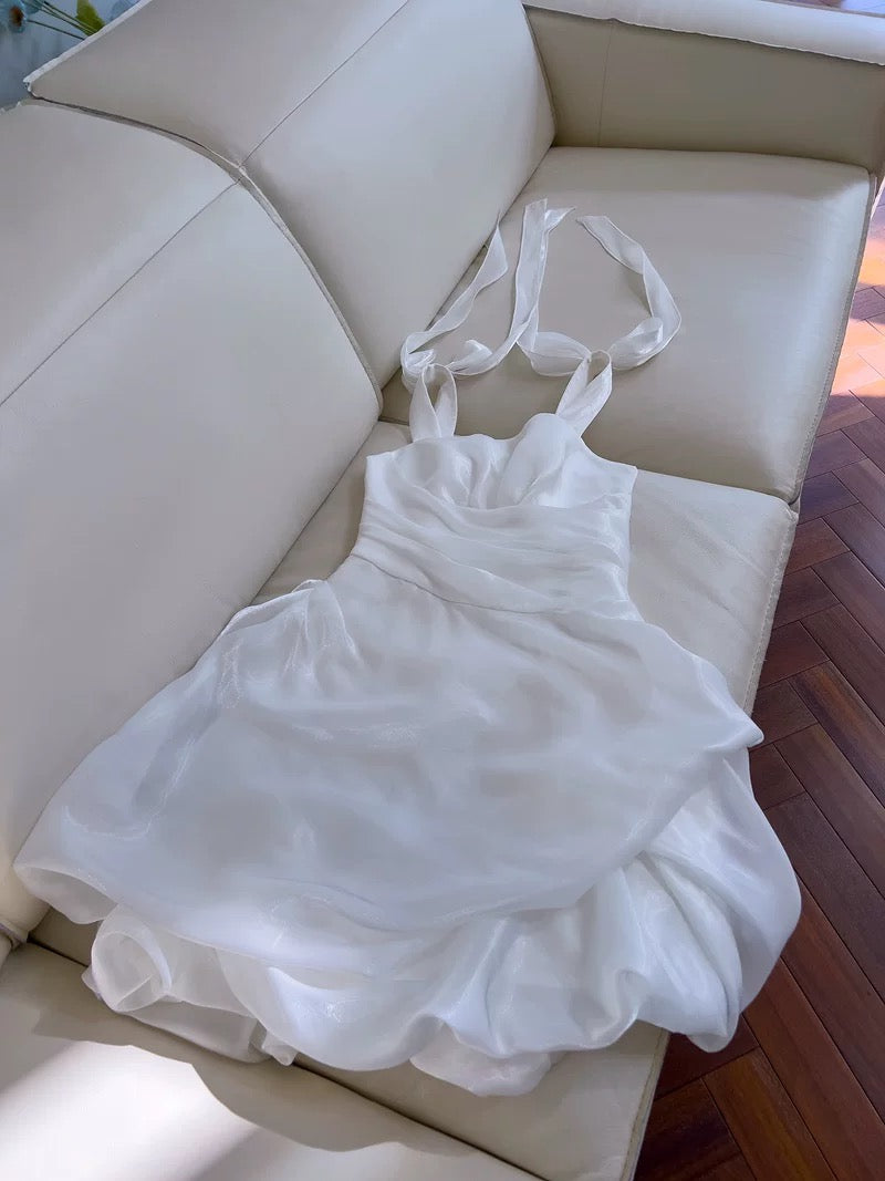 Bonitos vestidos blancos de verano para 16 cumpleaños adolescentes, con tirantes finos, minivestidos de cóctel para 18 cumpleaños, W830