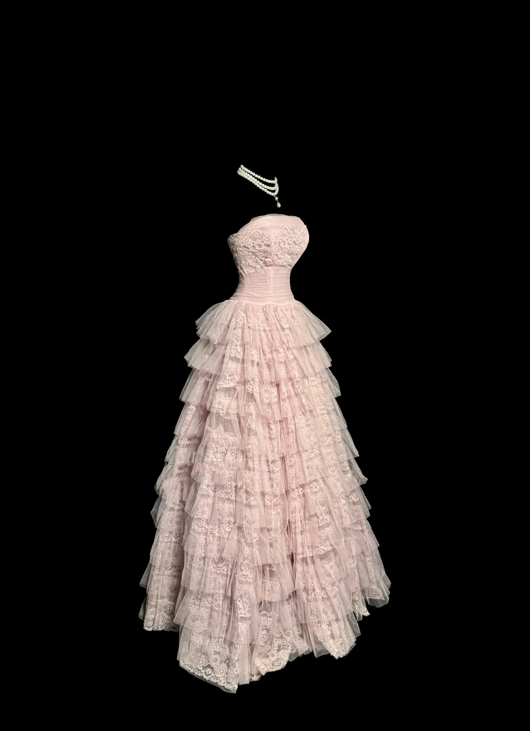 Hermoso vestido de fiesta sin tirantes de tul rosa claro, largo, para quinceañera, formal, de 15 años, para dulces 16, W839