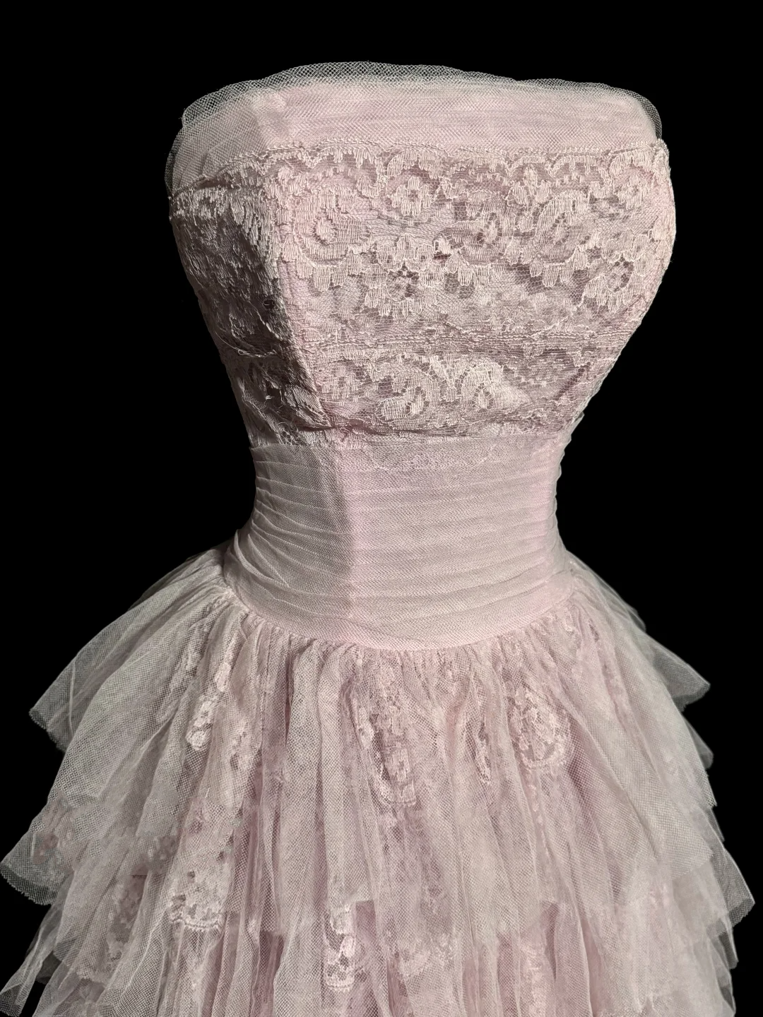 Hermoso vestido de fiesta sin tirantes de tul rosa claro, largo, para quinceañera, formal, de 15 años, para dulces 16, W839
