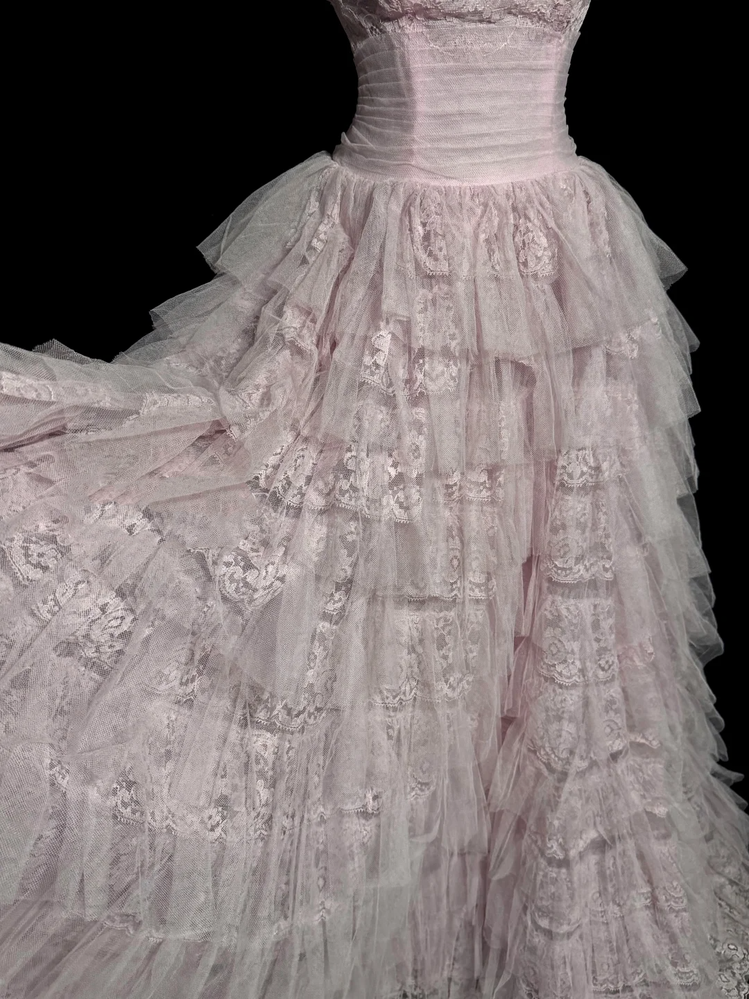 Hermoso vestido de fiesta sin tirantes de tul rosa claro, largo, para quinceañera, formal, de 15 años, para dulces 16, W839