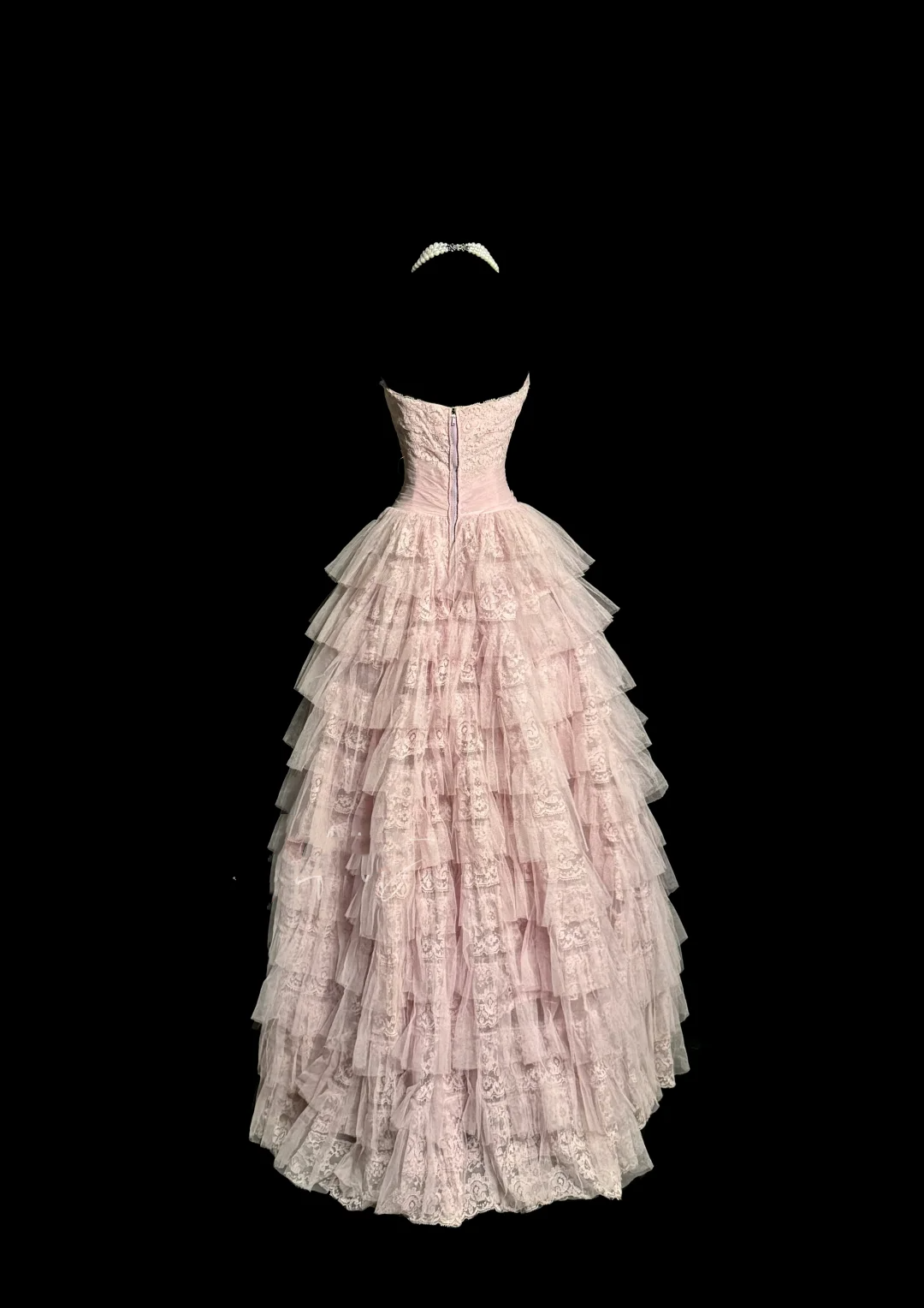 Hermoso vestido de fiesta sin tirantes de tul rosa claro, largo, para quinceañera, formal, de 15 años, para dulces 16, W839