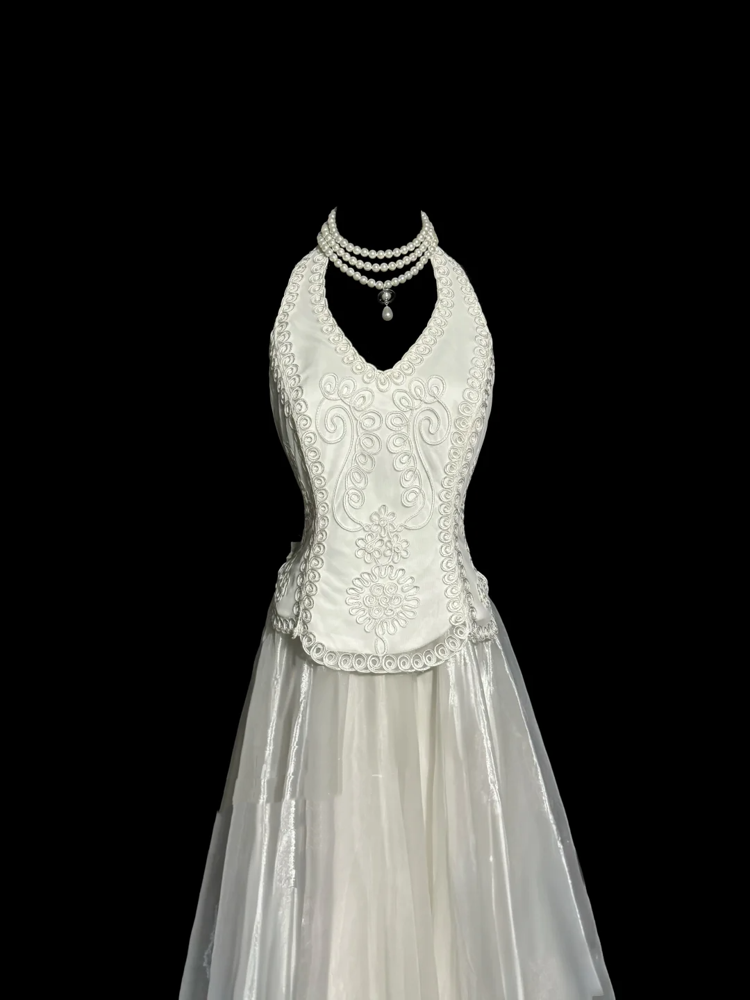 Vestido de novia vintage de los años 60, vestido de fiesta, cuello halter, blanco, sin mangas, encaje, vestidos de novia largos, elegantes vestidos de novia W840