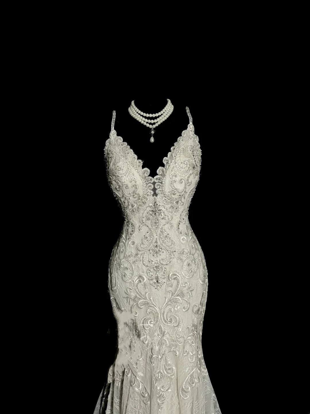 Vestido de novia vintage de sirena con tirantes finos y encaje, largo, estilo retro, W877