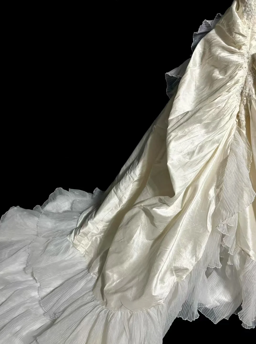 Vestido de novia vintage, vestido de fiesta sin tirantes, color marfil, de tafetán, largo, estilo retro, modesto, W879
