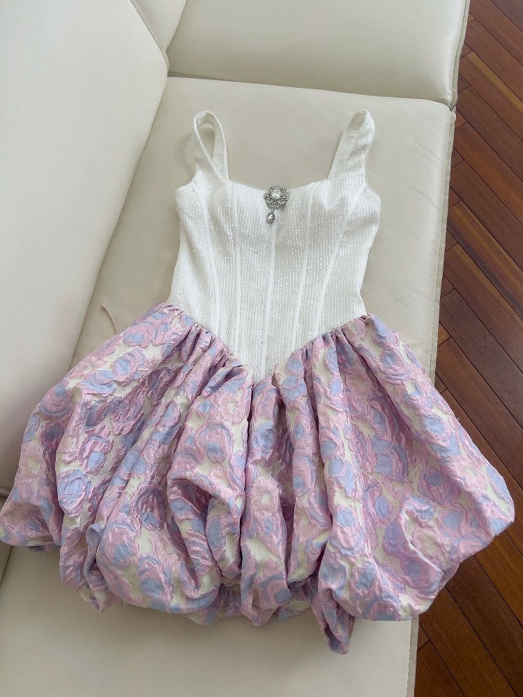 Vestido de fiesta con escote cuadrado y estampado floral para adolescentes, vestido de verano para 16 cumpleaños, minivestido para 18 cumpleaños, vestidos de cóctel para mujer W892