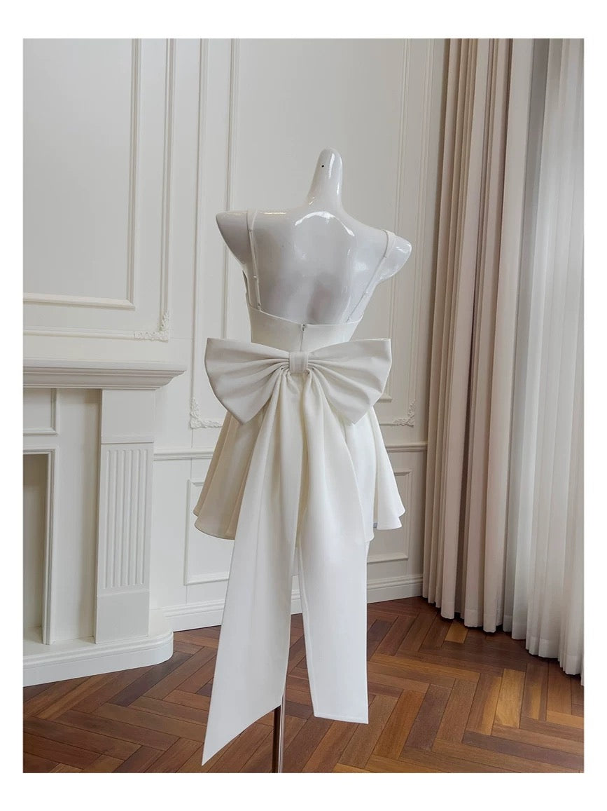 Vestido de fiesta blanco con escote cuadrado para adolescentes, vestido de verano para 16 cumpleaños, minivestido para 18 cumpleaños, vestidos de cóctel para mujer W903