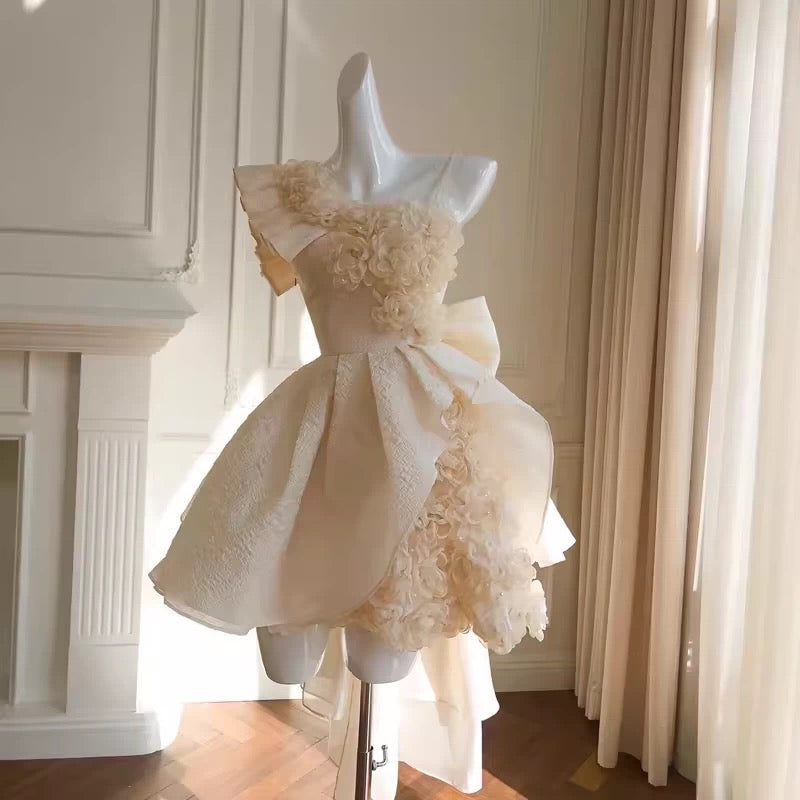 Vestido corto de verano con tirantes y flores de encaje para 18 cumpleaños, minivestido de cóctel para 21 cumpleaños, W958