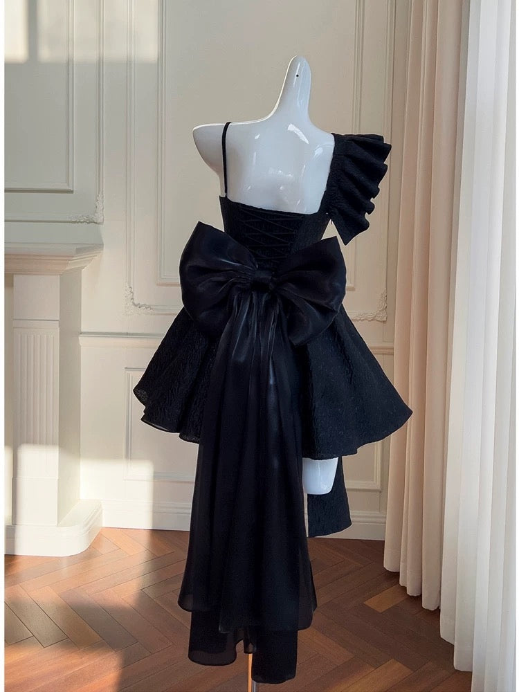 Vestido corto de verano con encaje negro y flores para 18 cumpleaños, minivestido de cóctel para 21 cumpleaños, W979