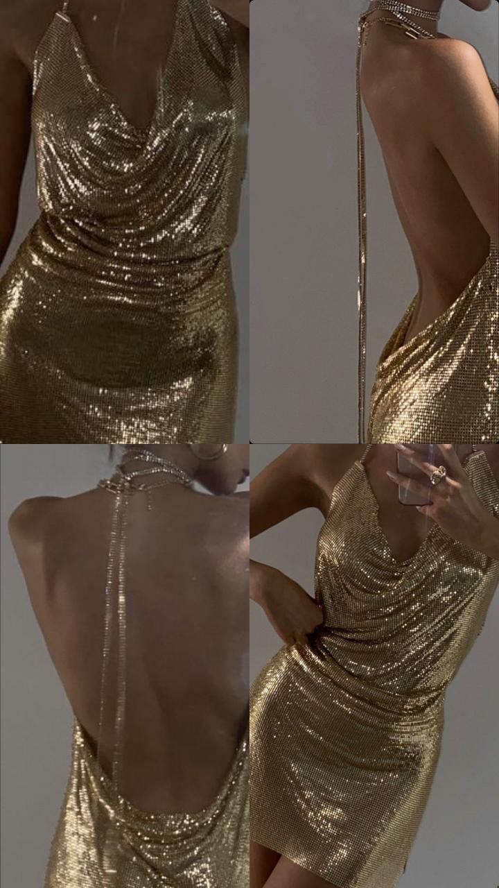 Vestido de fiesta de verano con cuello halter, lentejuelas doradas, minivestido de cóctel para 16 cumpleaños, WD066