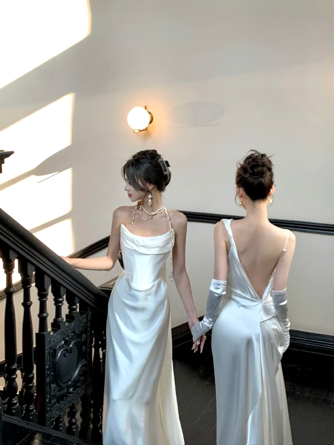 Vestido de novia sencillo de sirena sin tirantes, largo de verano, de satén blanco, para novia, WD084