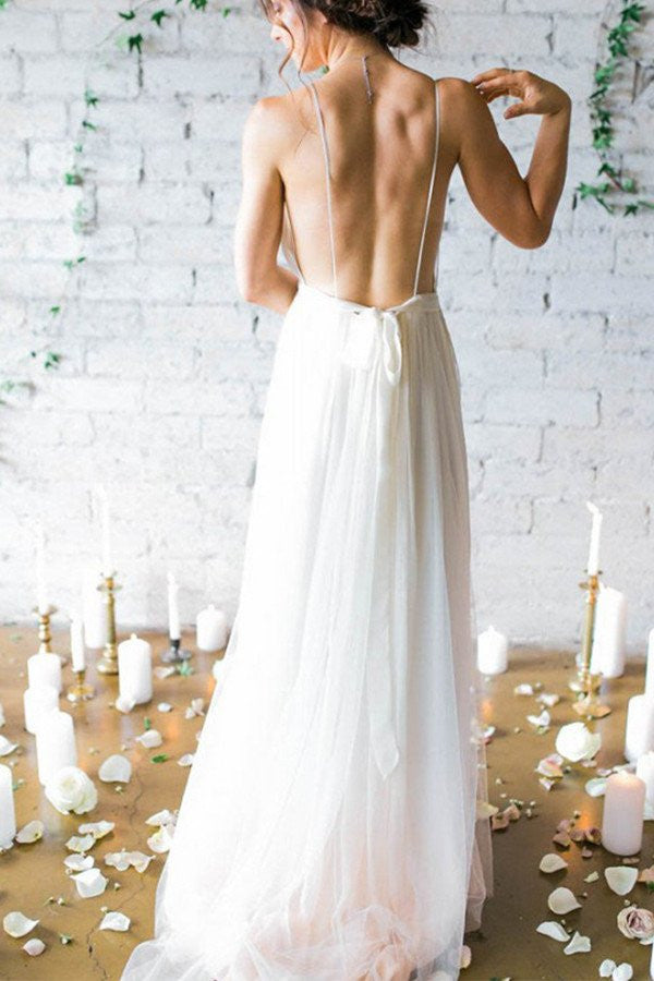 Vestido de novia bohemio, vestidos de novia fluidos sin espalda