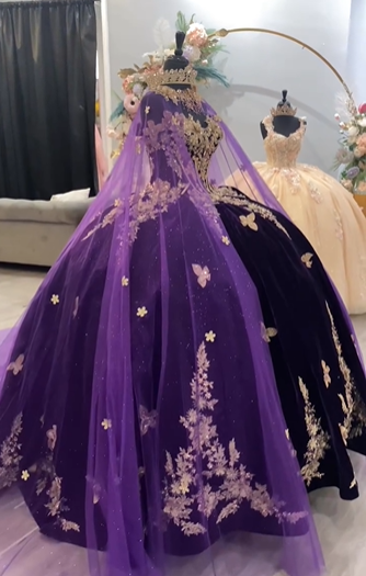 Vestidos de quinceañera de lujo de princesa morada, vestido de baile para dulces 16