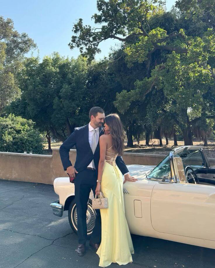 Vestido de fiesta con tirantes amarillos, sencillo y formal, elegante, para noche.