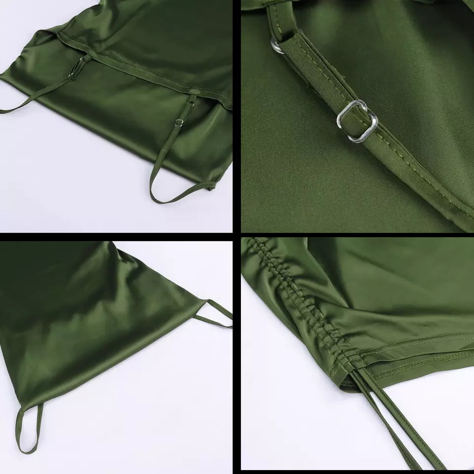 New Satin Green Prom Dress Spaghetti Strap Party Evening Dress SH1401