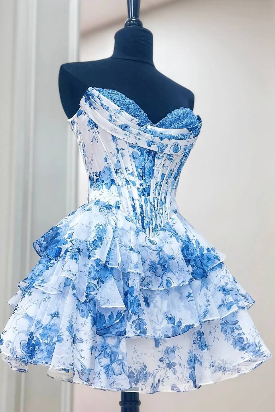 Vestido corto de gasa con estampado floral para fiesta de bienvenida, cóctel y fiestas