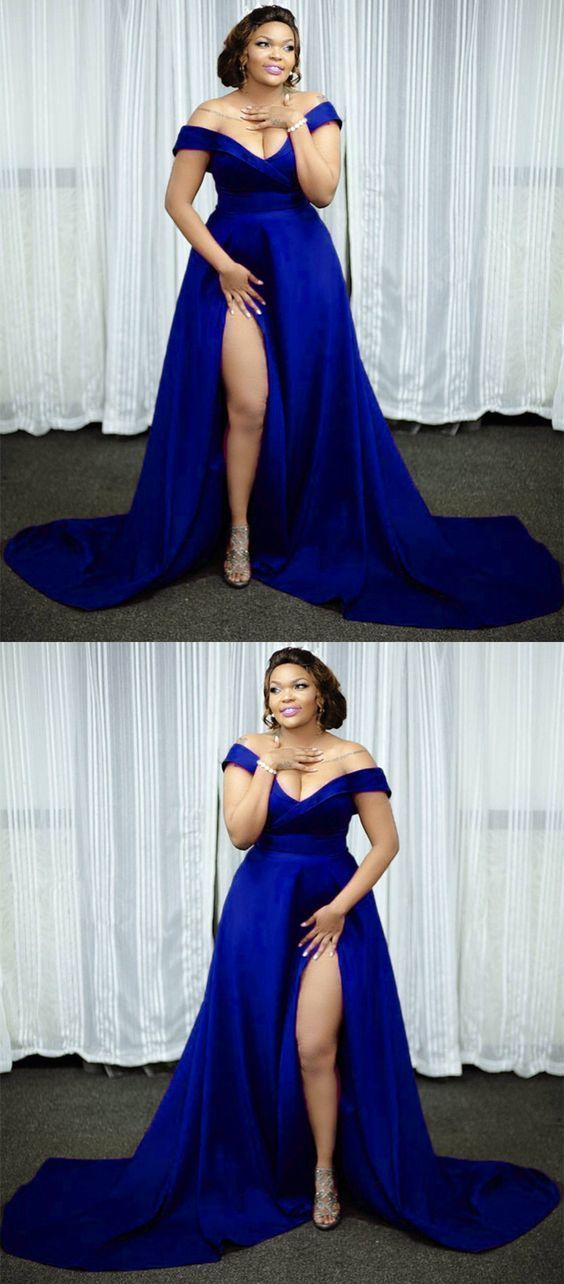 Vestidos de fiesta con hombros descubiertos, vestidos de noche de talla grande