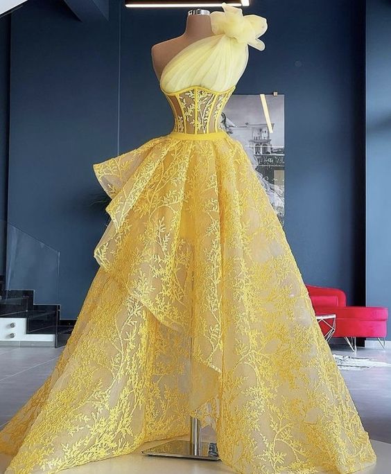 yellow evening Dress Prom Dresses Long cg21343