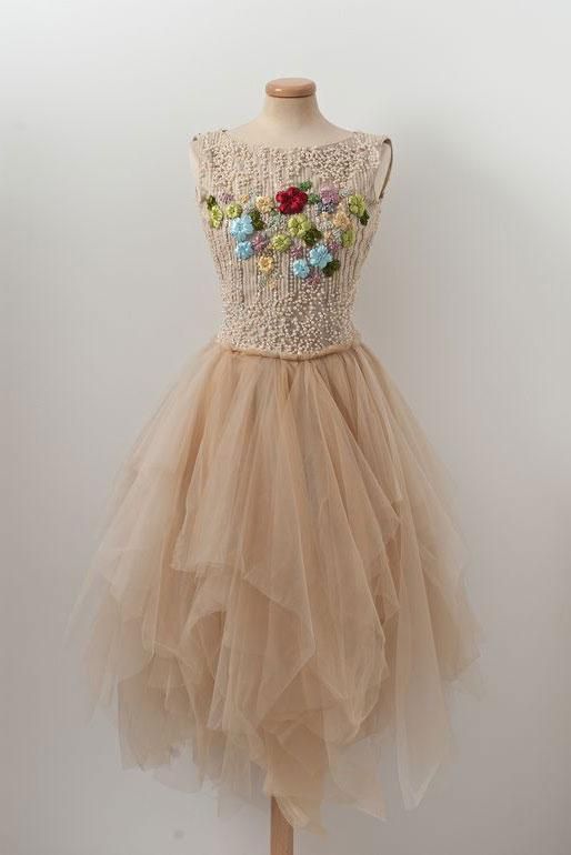Champagne Tulle Homecoming Dress cg22229