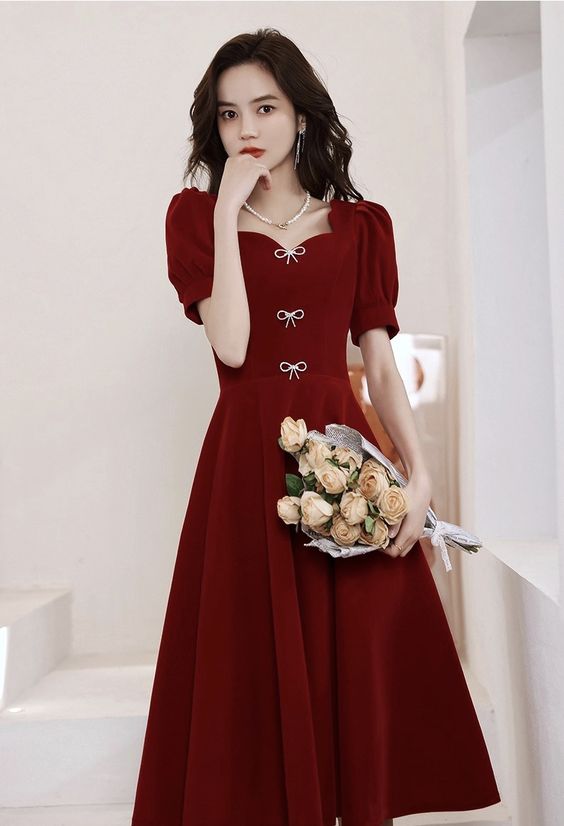 Sweetheart Graduation Dress,red Party Dress,short Sleeve Homecoming Dress ,custom Made cg22285
