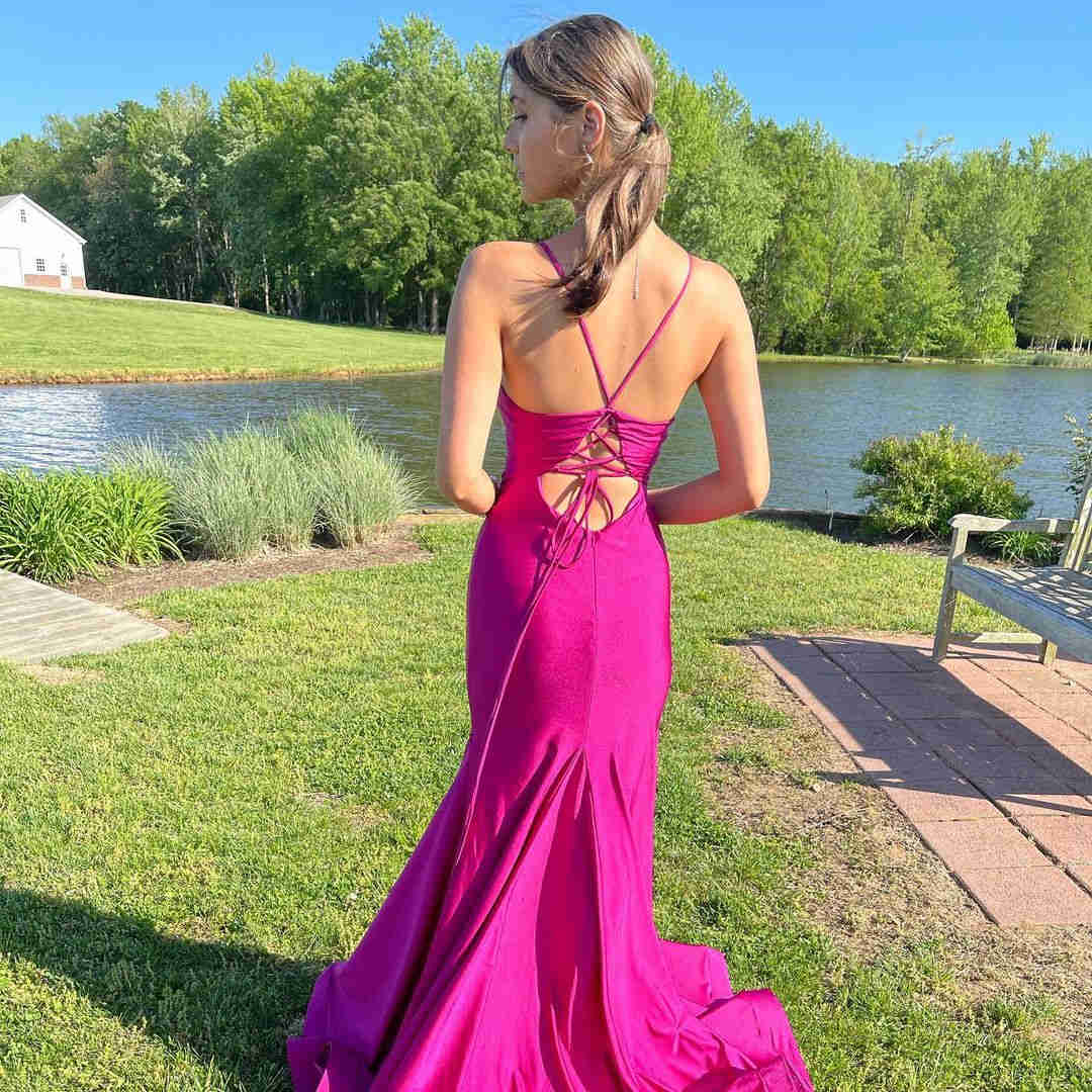 Elegant Hot Pink Mermaid Long Prom Dress cg22339