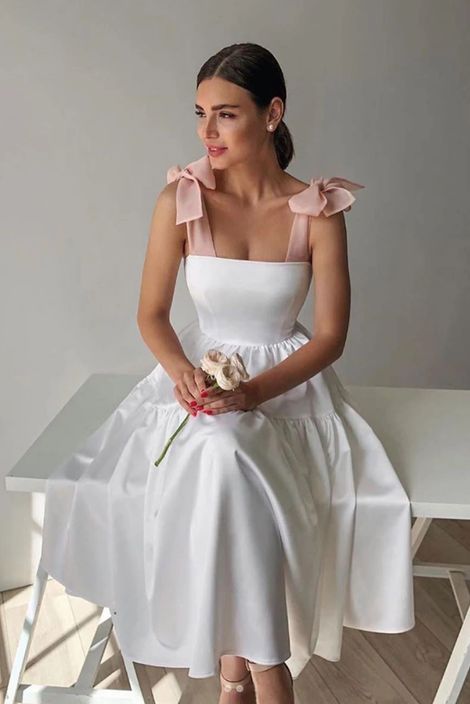 White satin short white homecoming dress cg22729