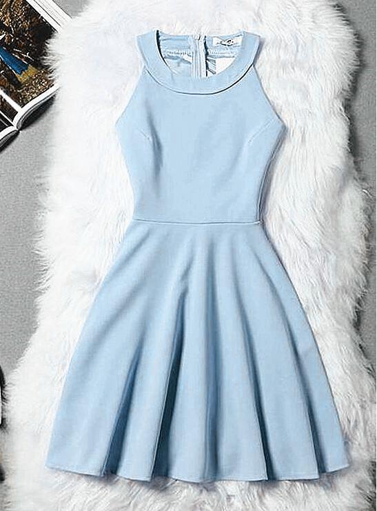 Beautiful Light Blue Short Halter Homecoming Dress cg23000