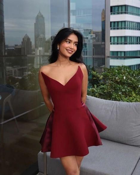 Short V Neck Homecoming Dresses, Formal Graduation dress cg23590