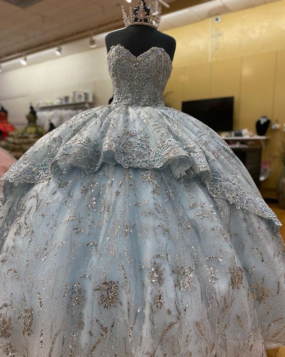 Long Ball Gown prom dress Quinceanera Dresses Lace Appliques cg23740