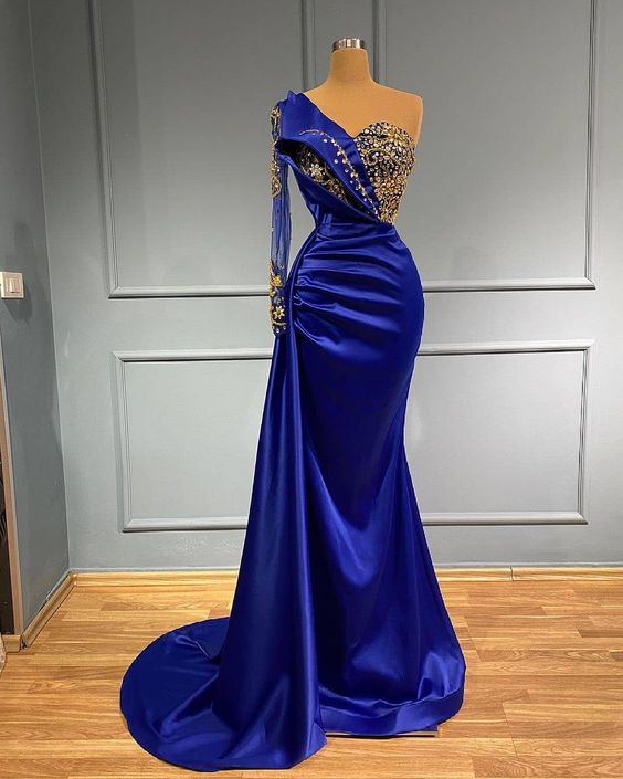 Blue long mermaid evening gowns long prom dress cg24077