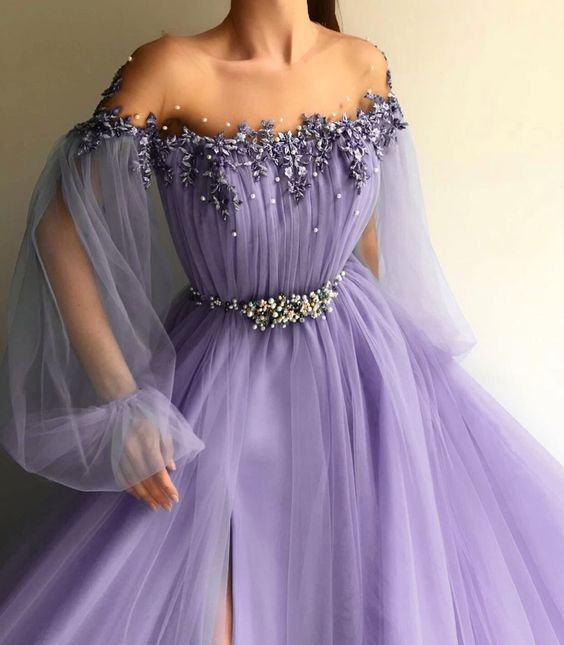 Prom Dresses with Puff Sleeves and Appliques cg24256