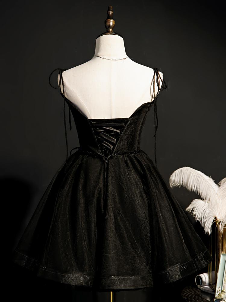 Black Straps Tulle Short Homecoming Dress cg24471