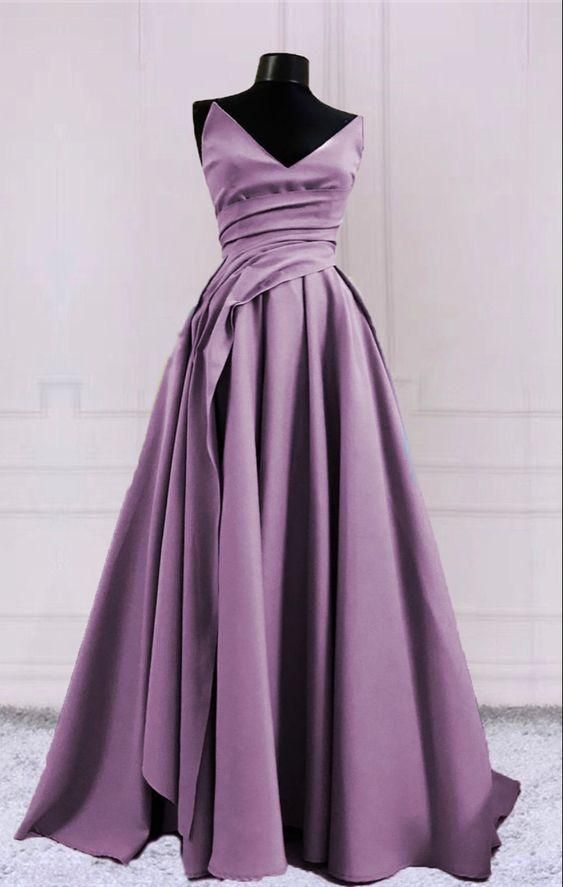 Simple long prom dresses v neck split formal gown cg24774