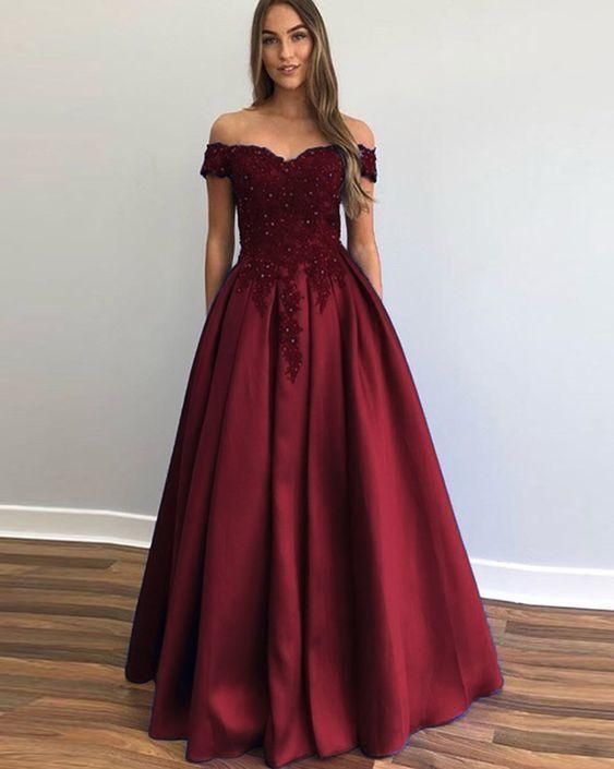 burgundy formal dress Long Prom Dress cg24776