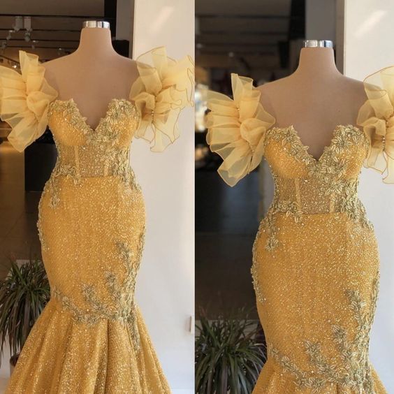 yellow long evening dress Prom Dress cg24787