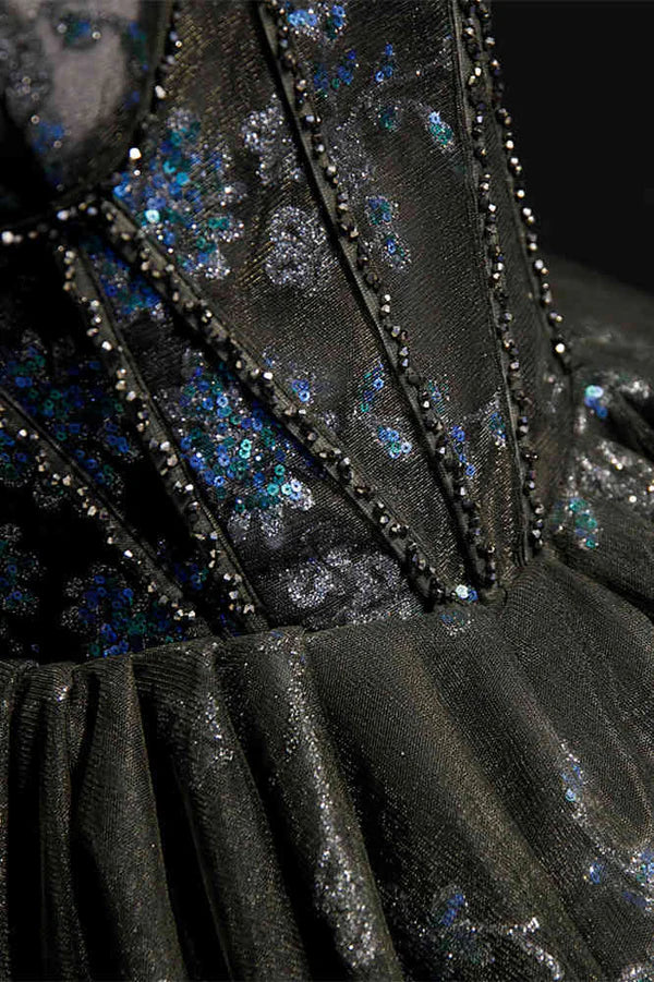 Fashion Sequined Floral Design A-line Sweetheart Tulle Short Spaghetti Strap Homecoming Dress TP3576