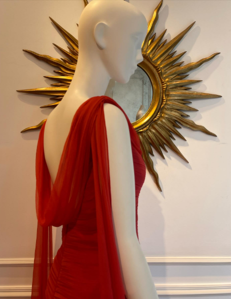 Elegante vestido de fiesta largo de gasa rosa con escote redondo y corte sirena, ideal para celebrar cumpleaños número 20 y cumpleaños número 18, DH904