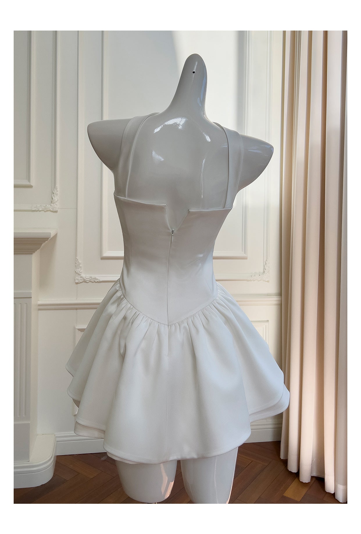 Pretty A Line Strapless Satin White Grad Dress Inspo Short Mini Formal 8th Grade Homecoming Dresses Middle School Hoco Court Dress Graduation Dress Cocktail Outfits DH1946