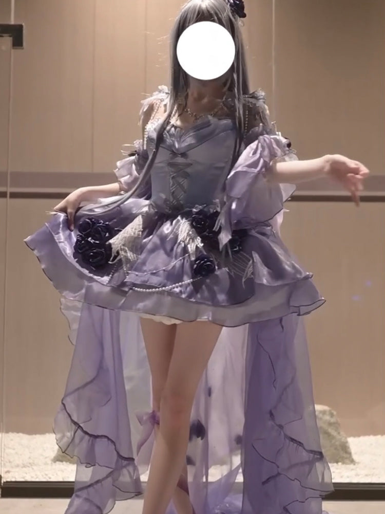 Vestido de fiesta vintage de tirantes finos de gasa lila para verano, vestido de 18.º cumpleaños, vestido lolita asimétrico, atuendos para 21.º cumpleaños DH2417