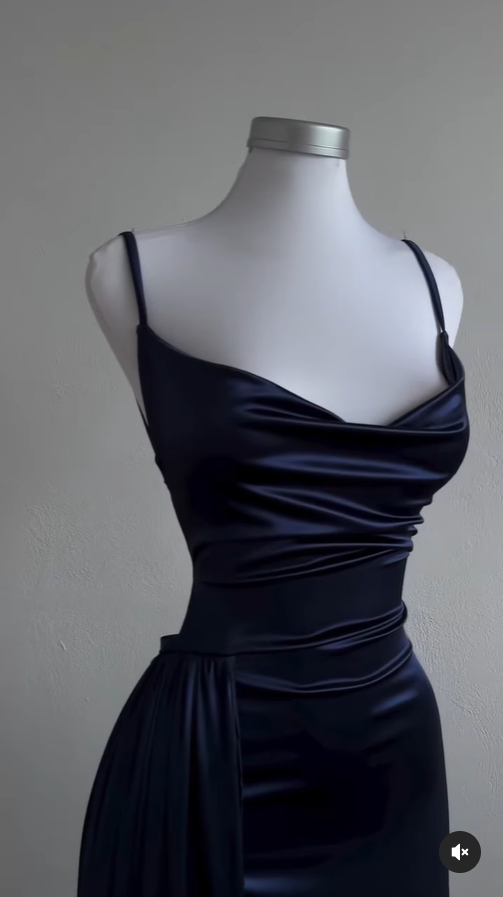 Vestido largo de satén azul marino para fiesta de graduación, vestidos de noche para bodas