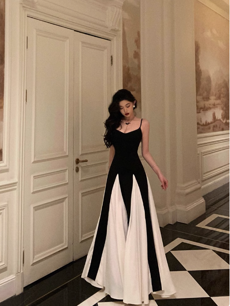 Vestido elegante de fiesta de cumpleaños número 18, corte A, tirantes finos, negro, sin mangas, atuendos de cumpleaños, ideas para vestidos de cumpleaños para mujeres DP561