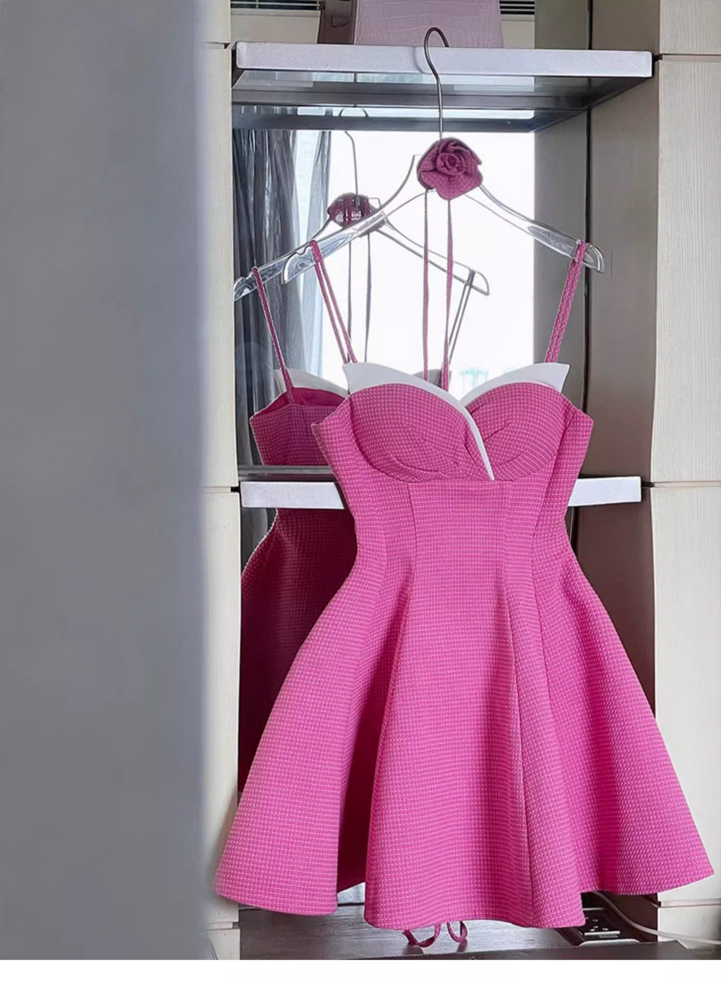 Nuevos vestidos de fiesta de corte A con escote en forma de corazón y tirantes finos, color rosa, para regreso a casa, TP3836