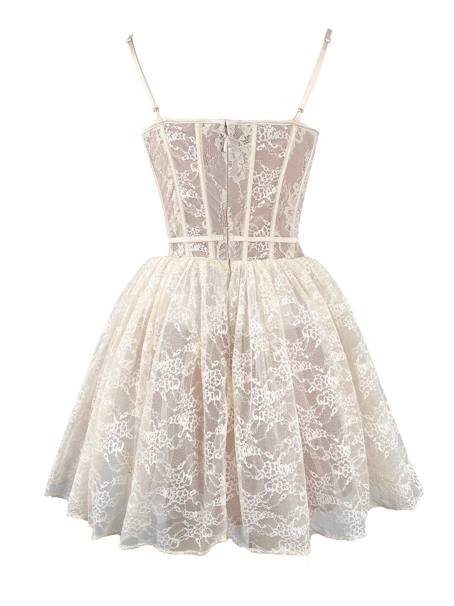 Vintage White Lace Embroidery Spaghetti Strap Design A-line Party Dress Homecoming Dress TP3857