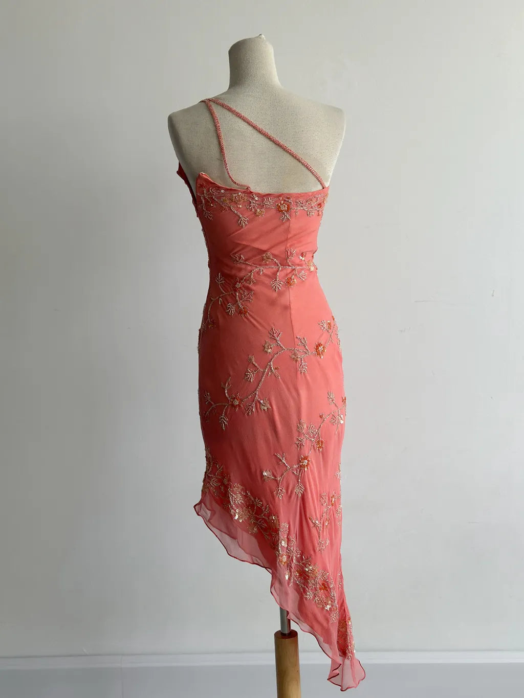 Vestido de fiesta elegante de gasa con un solo hombro, con apliques y cuentas, color verde claro, de cuento de hadas, ED01685