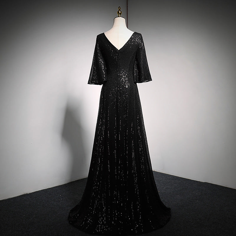 Black evening dress sequin dress party dress prom dress fg141