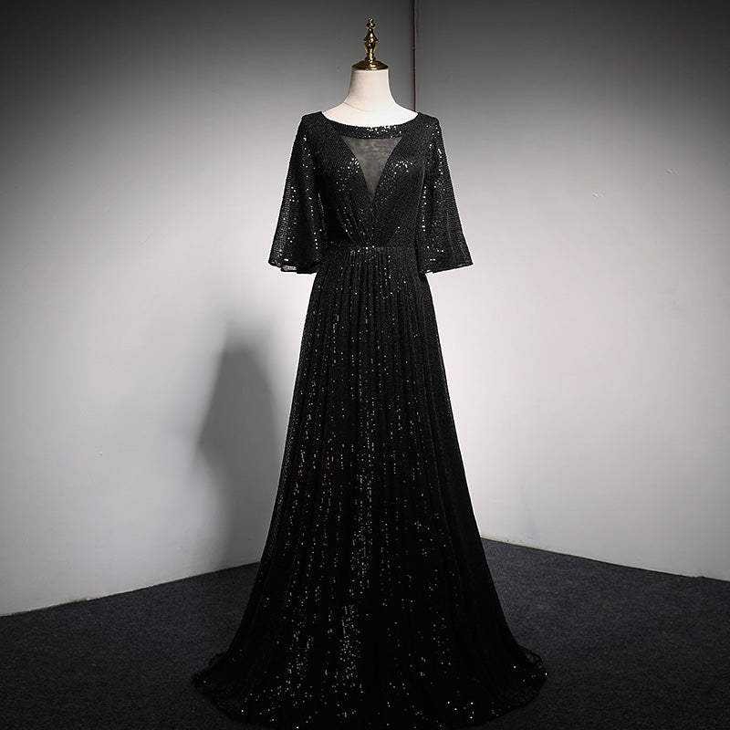 Black evening dress sequin dress party dress prom dress fg141