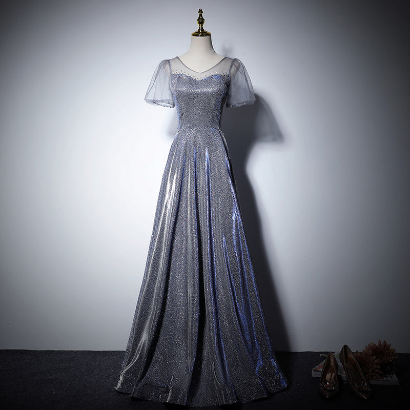 Silver evening dress new long sequins dress bridesmaid dress prom dress fg144