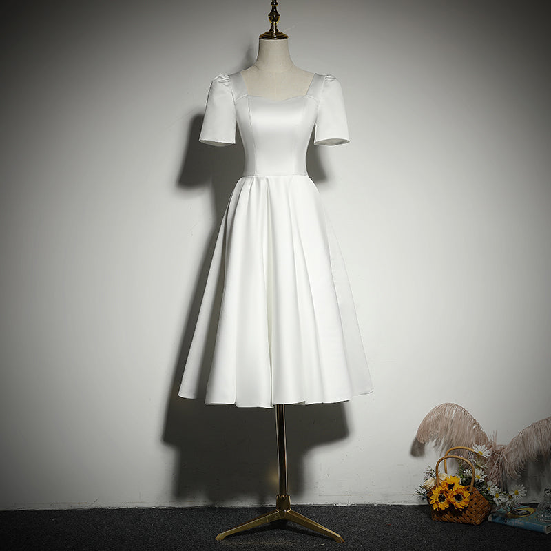 A-line White evening dress new short prom dress,homecoming dress fg191