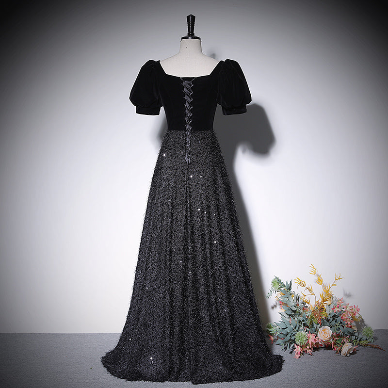 A line black evening dress new prom dress party gowns fg214