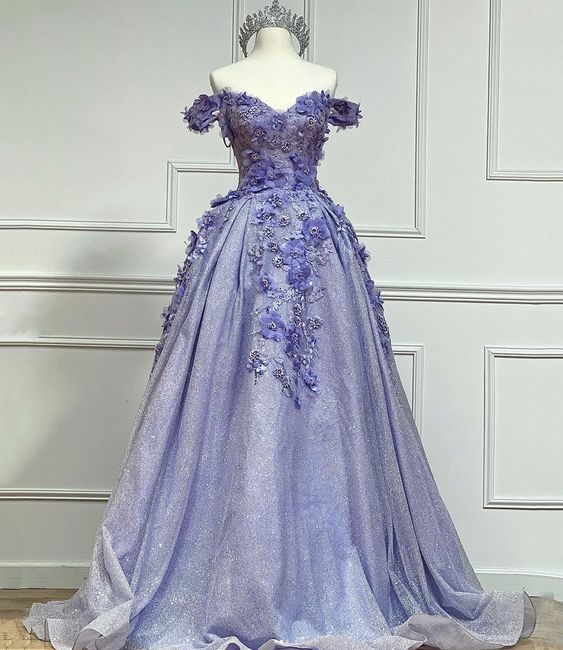 Purple Tulle Lace Long Ball Gown Dress Formal Dress fg455